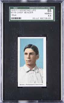 1910-11 M116 Sporting Life Chief Bender, Blue Background - SGC VG-EX+ 4.5